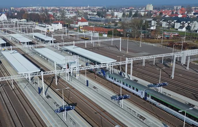 Strategiczny węzeł kolejowy na Mazurach z urządzeniami Kombudu