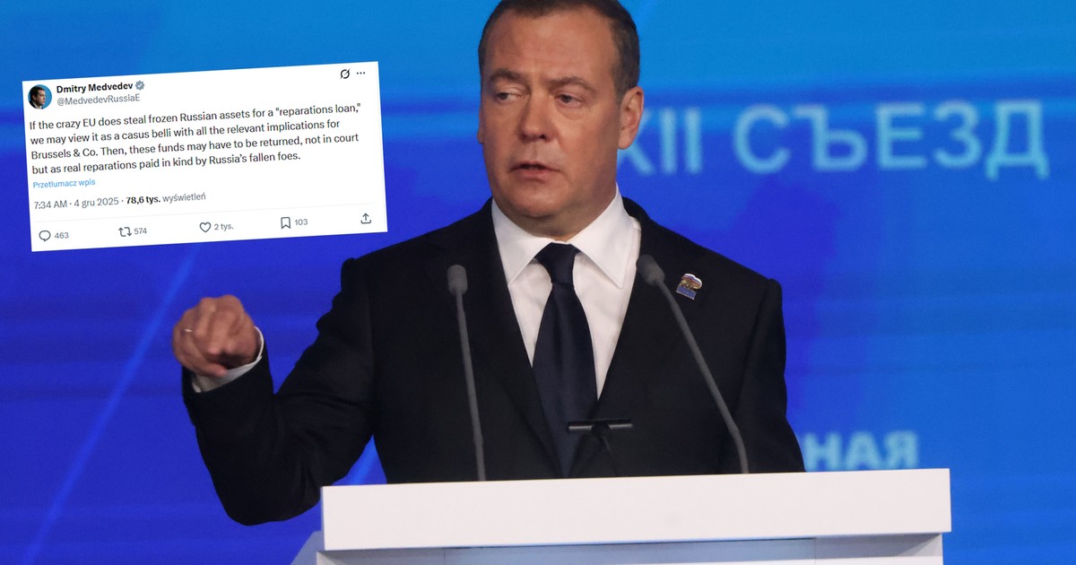 "Powód do wojny z Unią". Były prezydent Rosji o "kradzieży rosyjskich aktywów"