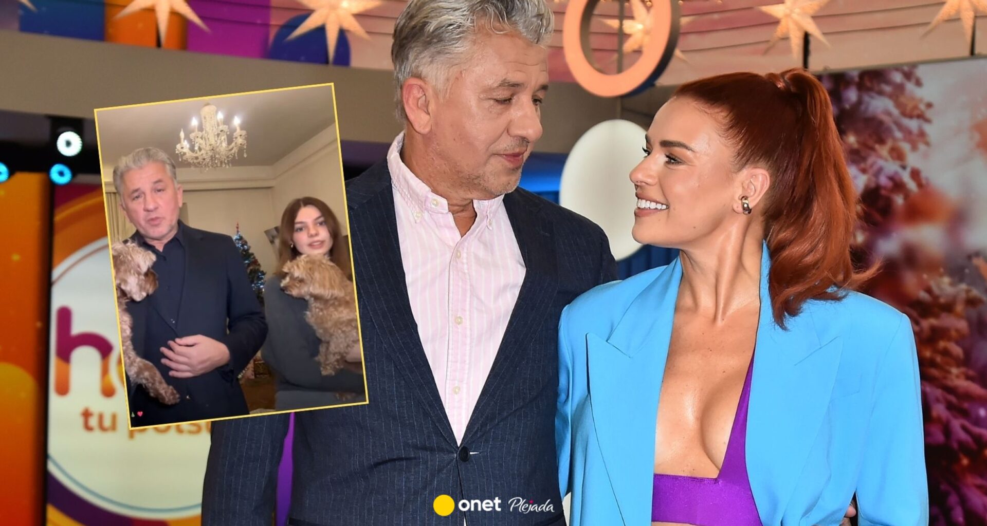 Natasza Urbańska i Janusz Józefowicz złożyli życzenia. Z nimi 17-letnia córka