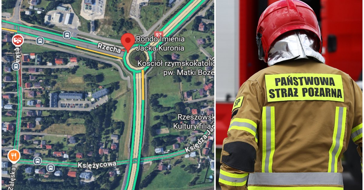 Wypadek autokaru w Rzeszowie. Na miejscu są karetki i straż pożarna - Onet