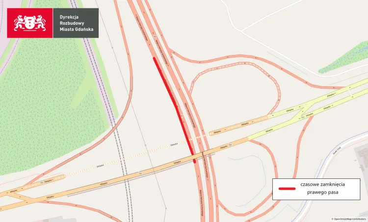 Od 29 grudnia czasowo zamykany będzie prawy pas ruchu na Trasie Sucharskiego.