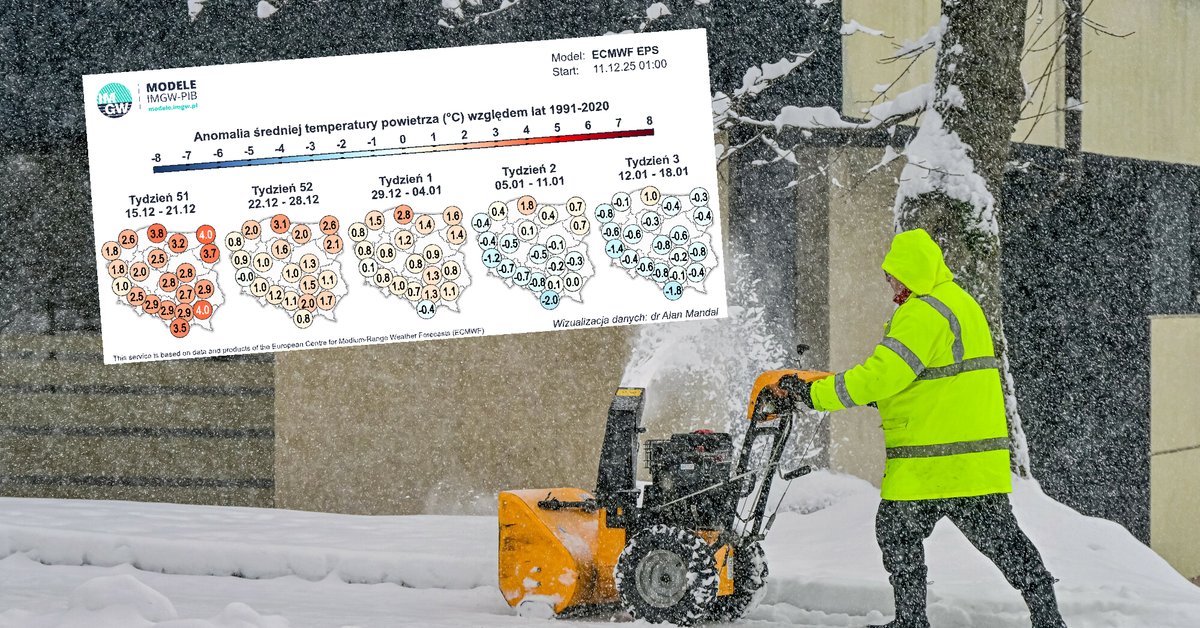 Znamy termin nadejścia zimy do Polski (screen: IMGW)