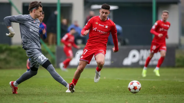 Myślenice. Sparing Wisła Kraków - Odra Opole. Po prawej Marko Bozić