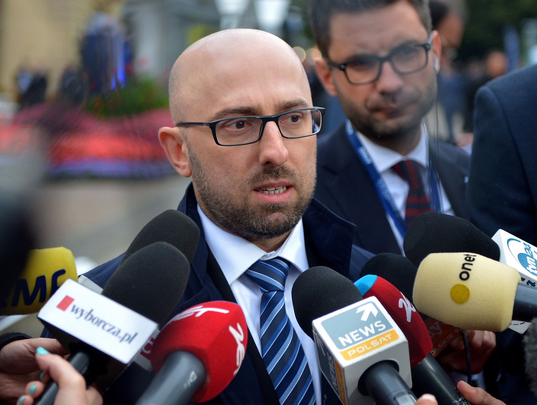 Krzysztof Łapiński jako rzecznik prezydenta Andrzeja Dudy. Krynica Zdrój, 5.09.2017 r.