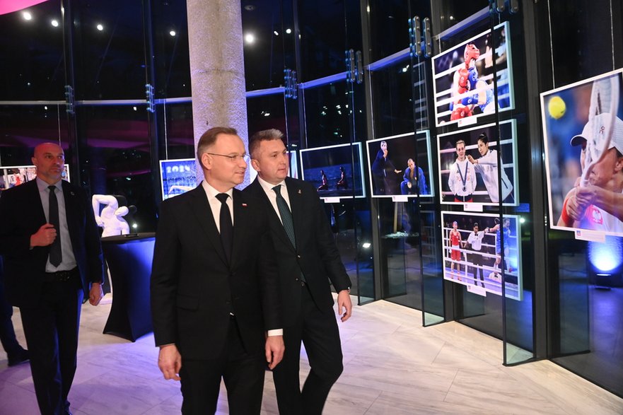 Radosław Piesiewicz i Andrzej Duda podczas Gali Olimpijskiej w Warszawie, 15 listopada 2024 r.