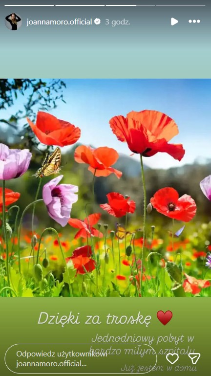 Screen z instagramowej relacji Joanny Moro