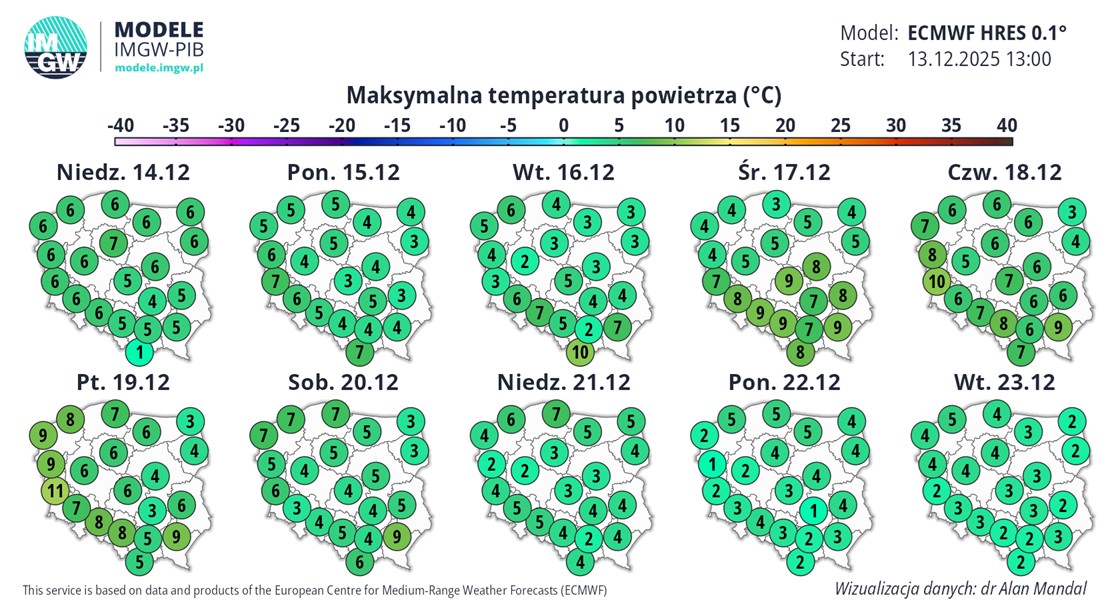 Temperatura w dalszym ciągu może osiągać ok. 10 st. C