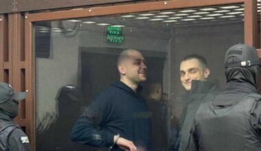 Oskarżeni żołnierze Pułku Azow skazani w kwietniu na 23 lata więzienia przez rosyjski sąd w Rostowie. Zdj. mediazona