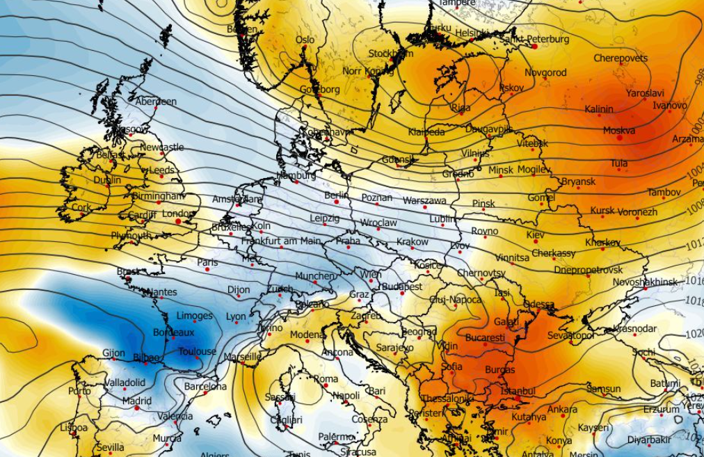 Anomalia temperatury na poziomie ciśnienia 850 hPa 24.12