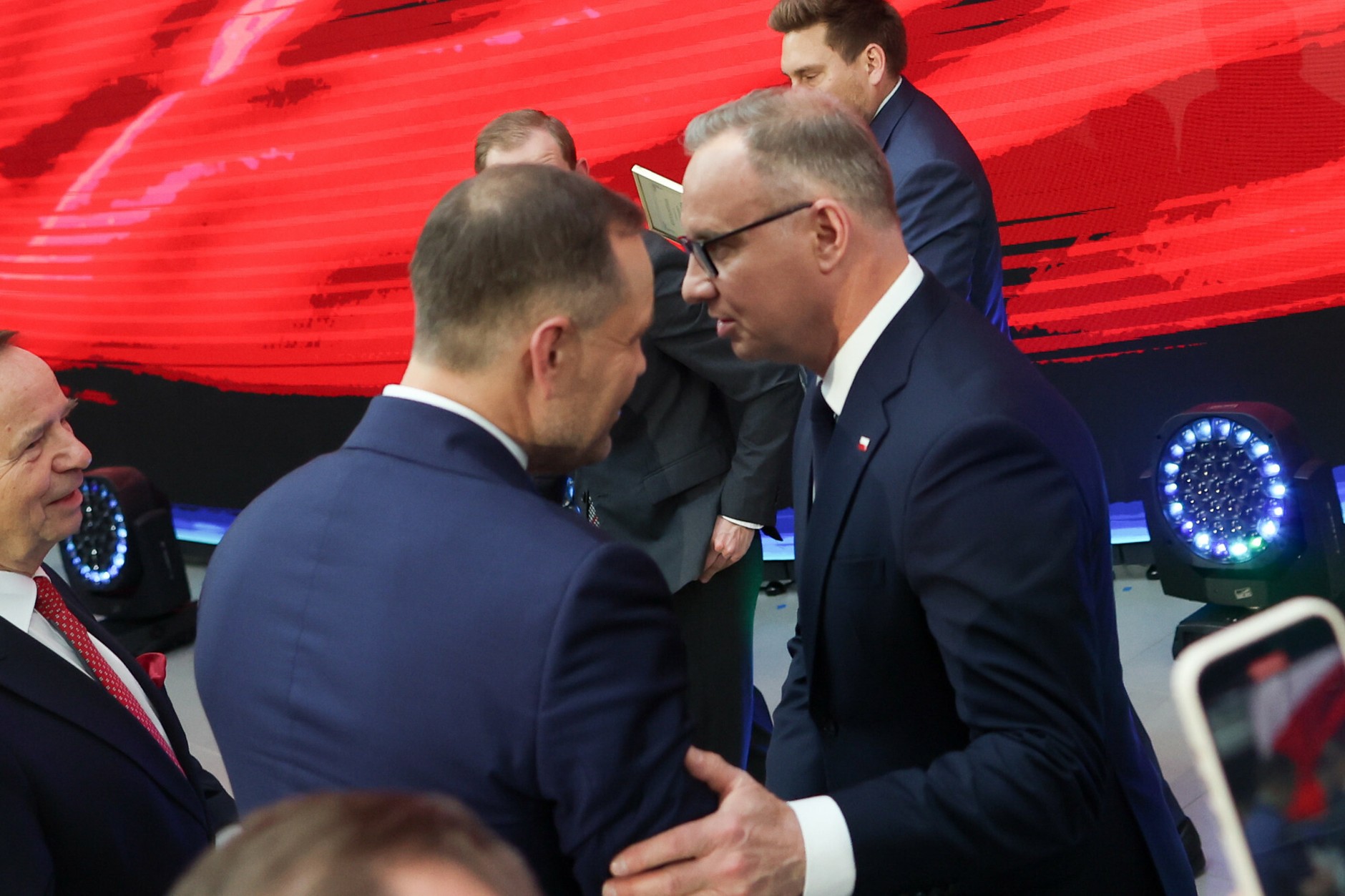 Karol Nawrocki i Andrzej Duda na kongresie CPAC w Rzeszowie, 27 maja 2025 r.