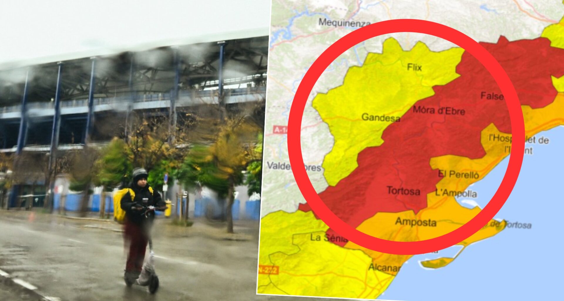 Stadion Ciutat de Valencia po zawieszeniu meczu ligi hiszpańskiej z powodu ostrzeżenia pogodowego o ulewnych deszczach w Walencji 14 grudnia 2025 r.