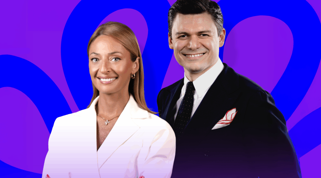 Eurowizja 2025: Prowadzący - David Aladashvili i Liza Tsiklauri. Fot. GBP