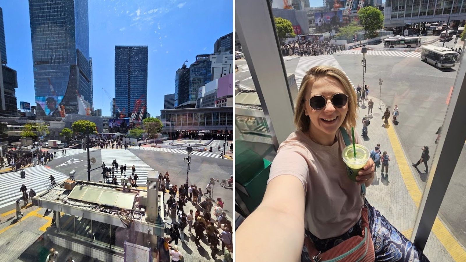 Widok na skrzyżowanie ze Starbucksa, kwiecień 2025 r.