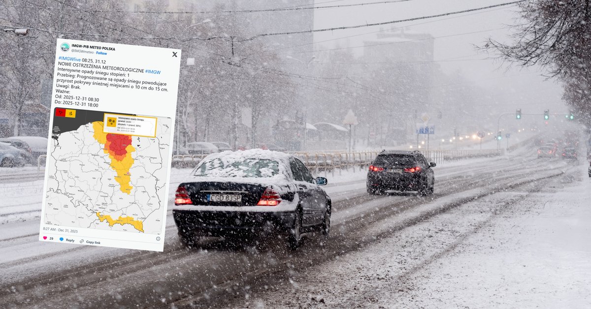 Alerty IMGW najwyższego stopnia. W tych regionach spadnie jeszcze 20 cm śniegu - Wiadomości - Onet