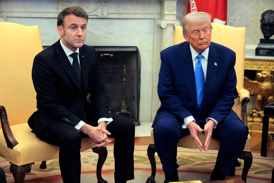 Emmanuel Macron i Donald Trump w Białym Domu, 24 lutego 2025 r. 