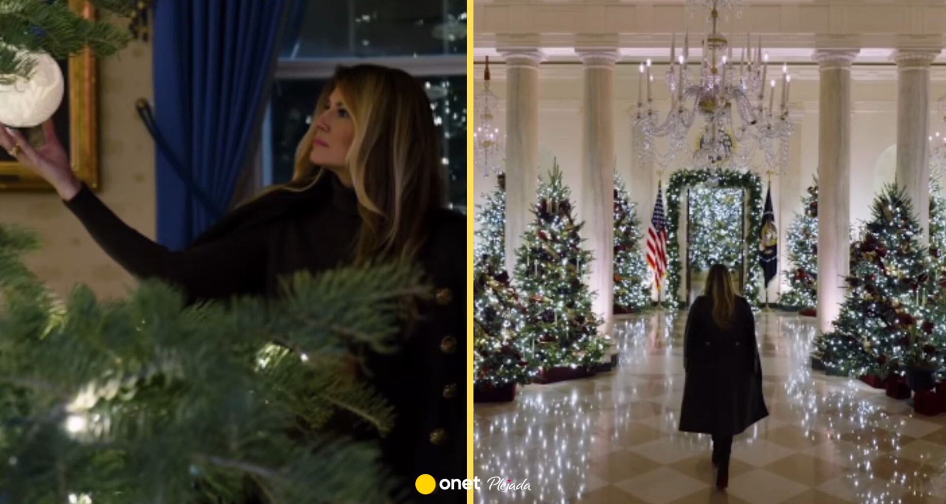 Melania Trump pokazała świąteczne dekoracje. Uwagę zwraca portret prezydenta z klocków