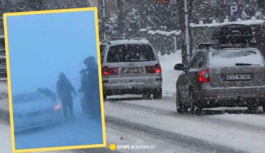 Wypadek na S7 koło Mławy. Groźne zderzenie i utrudnienia przez śnieżycę