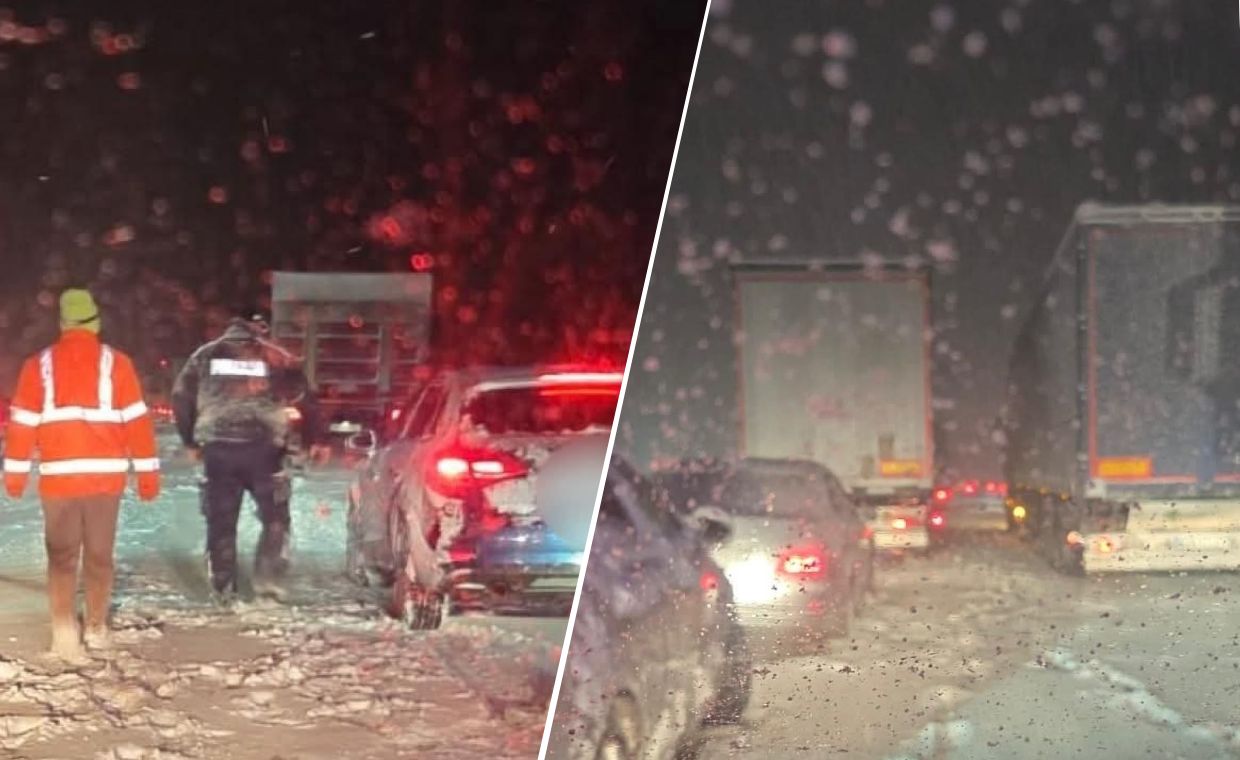 Blokada na trasie. Ciężarówki utknęły w zaspach
