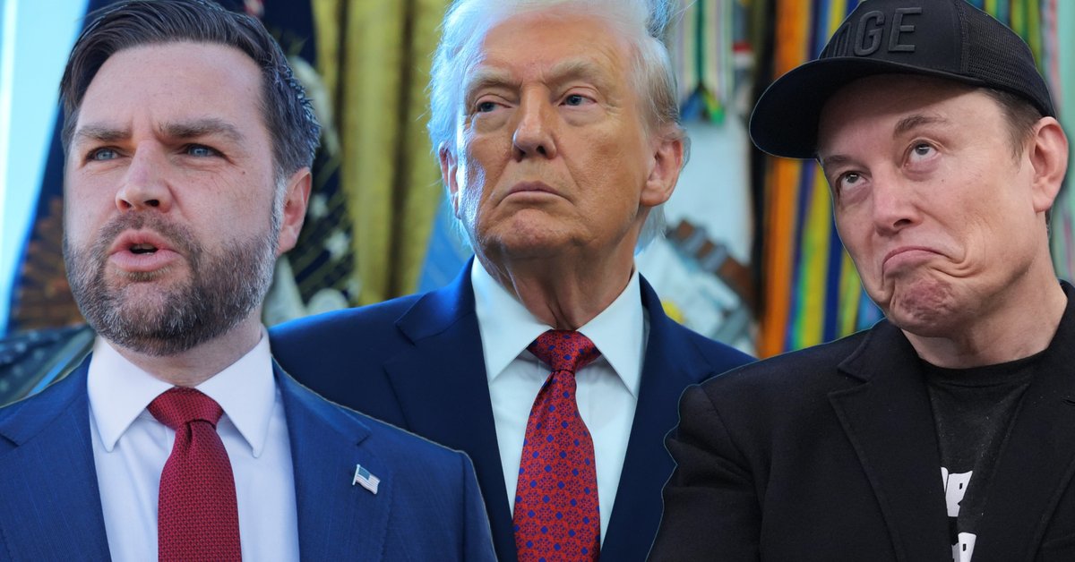 Wiceprezydent USA J.D. Vance, prezydent USA Donald Trump i miliarder Elon Musk