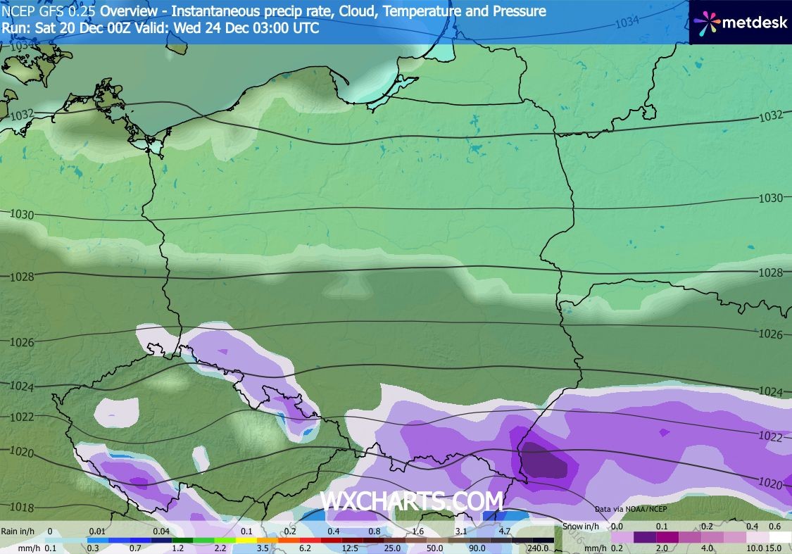 W Wigilię na południu może spaść śnieg