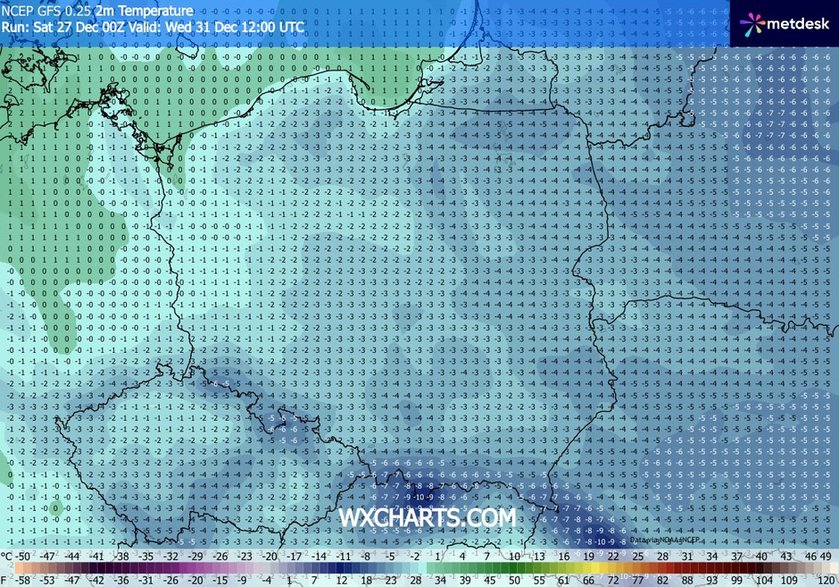 W Sylwestra zapanuje całodobowy mróz