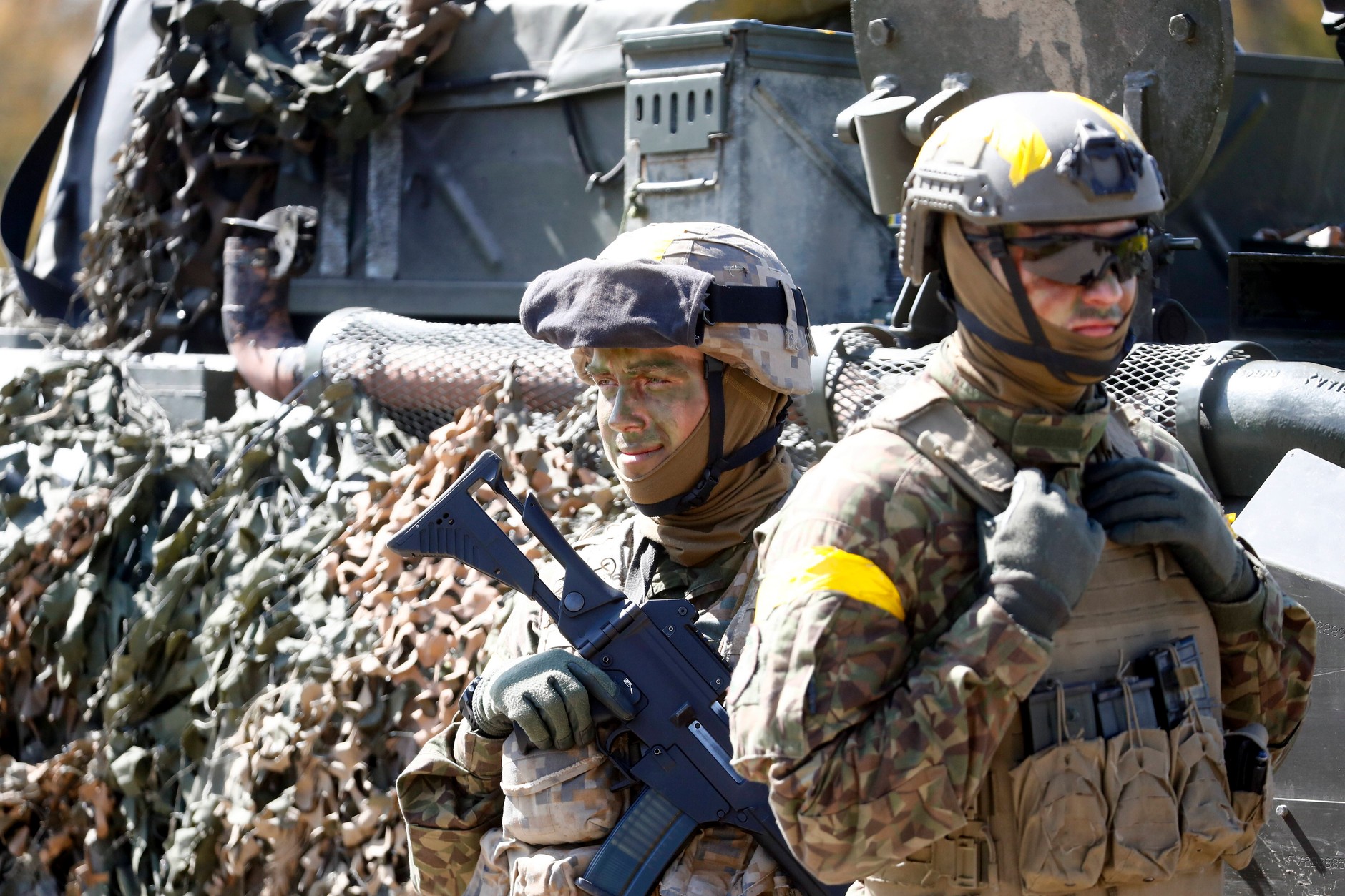 Łotewscy żołnierze biorą udział w ćwiczeniach wojskowych, 10 maja 2025 r. 