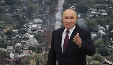 Władimir Putin, w tle Pokrowsk