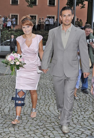 Katarzyna Skrzynecka i Marcin Łopucki na ślubie Joanny Liszowskiej i Ola Serneke