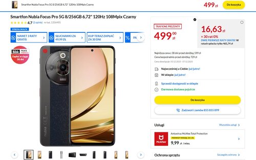 Nubia Focus Pro za 500 zł w promocji RTV Euro AGD