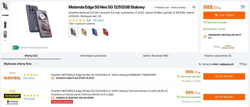 Motorola Edge 50 Neo promocja cena