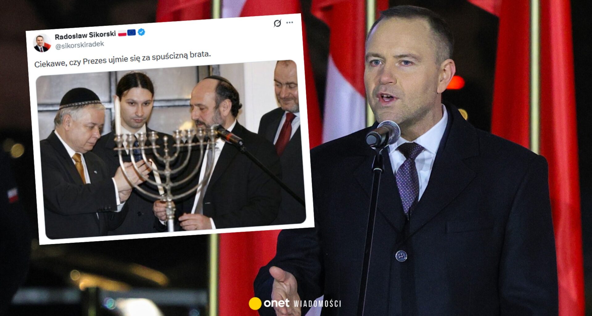 Nawrocki zrywa z Chanuką w Pałacu Prezydenckim. Dosadny komentarz Sikorskiego