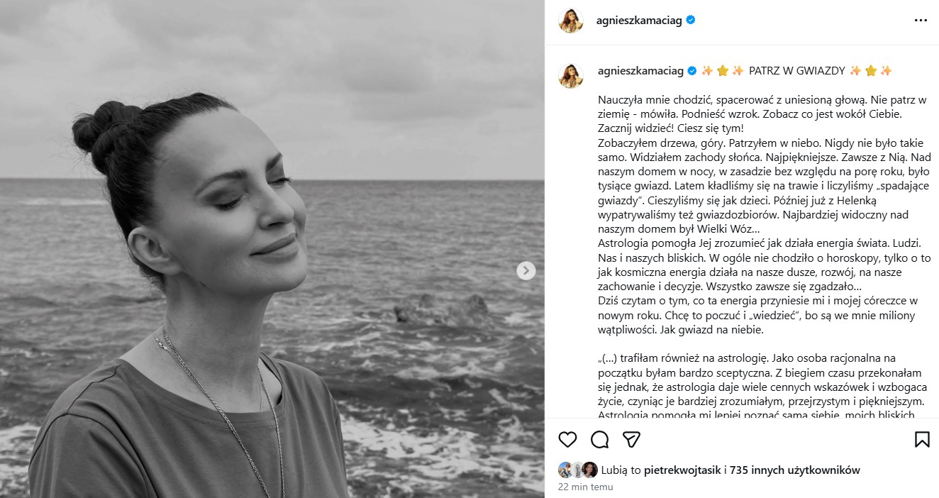 Zdjęcie z profilu na Instagramie Agnieszki Maciąg