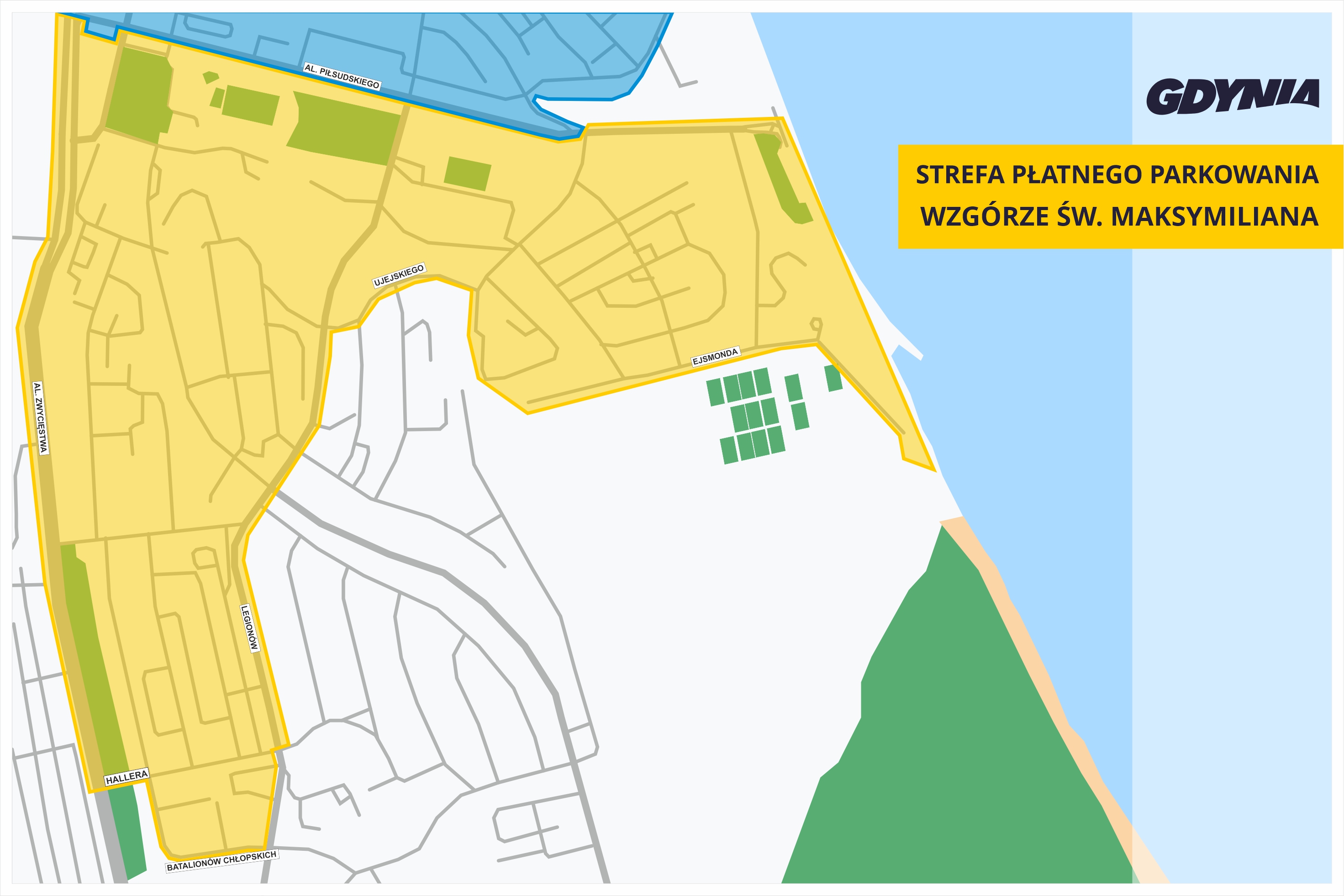 Strefa Płatnego Parkowania w Gdyni – obszar Wzgórze Świętego Maksymiliana, obowiązuje od 07.01.26 r.