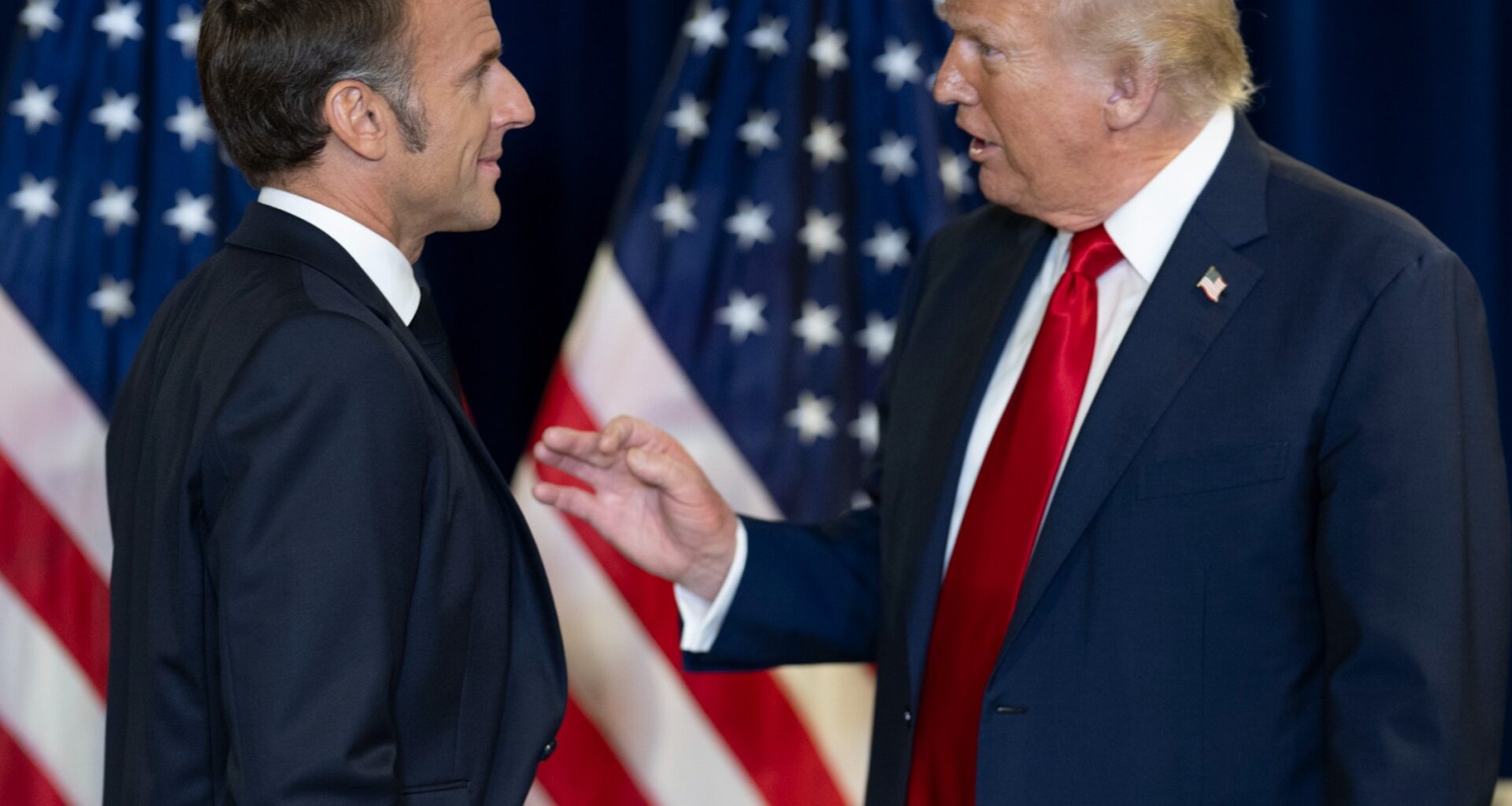 Prezydent Francji Emmanuel Macron i prezydent USA Donald Trump