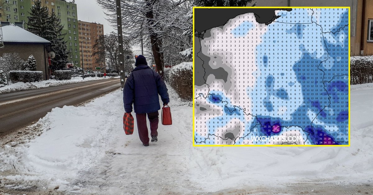 Prognozowana suma opadów w Polsce do 2 stycznia