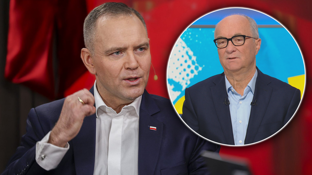 Marszałek Sejmu Włodzimierz Czarzasty przemawia, obok widoczny jego portret.