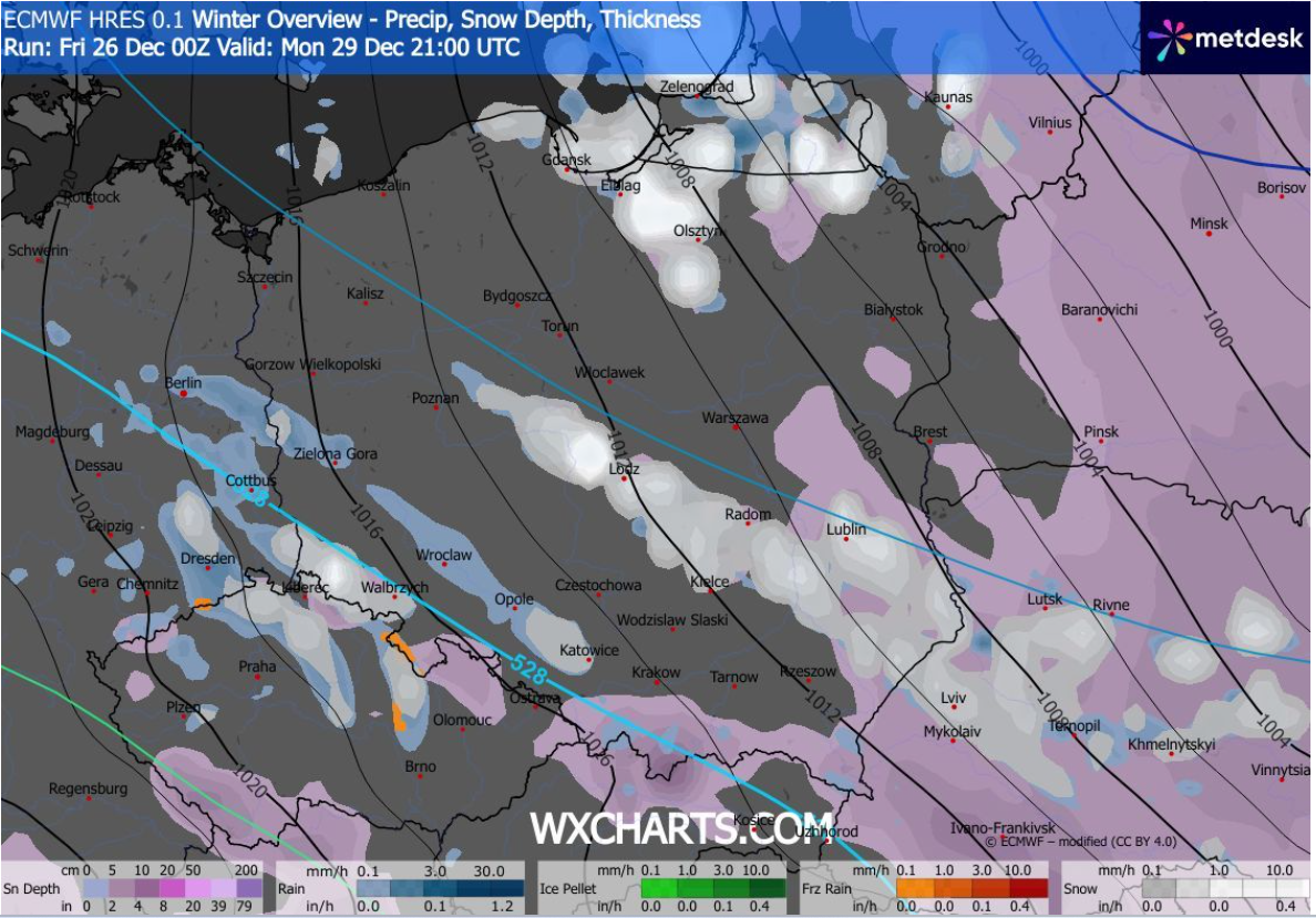 Opady 29 grudnia (wxcharts.com)