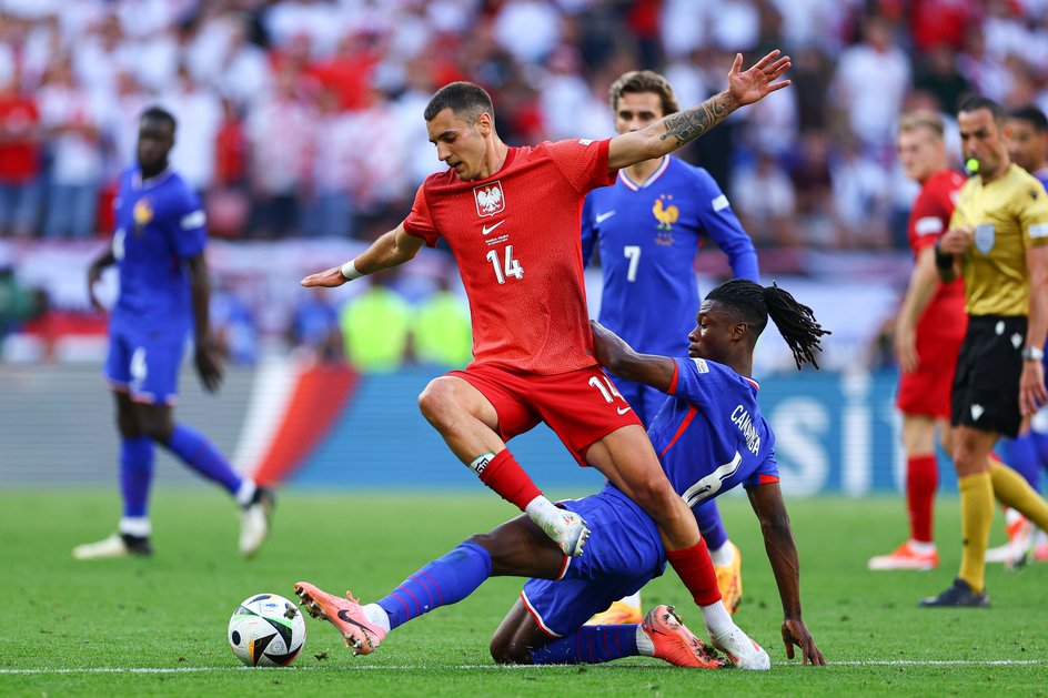 Jakub Kiwior w meczu z Francją na mundialu w 2022 r.