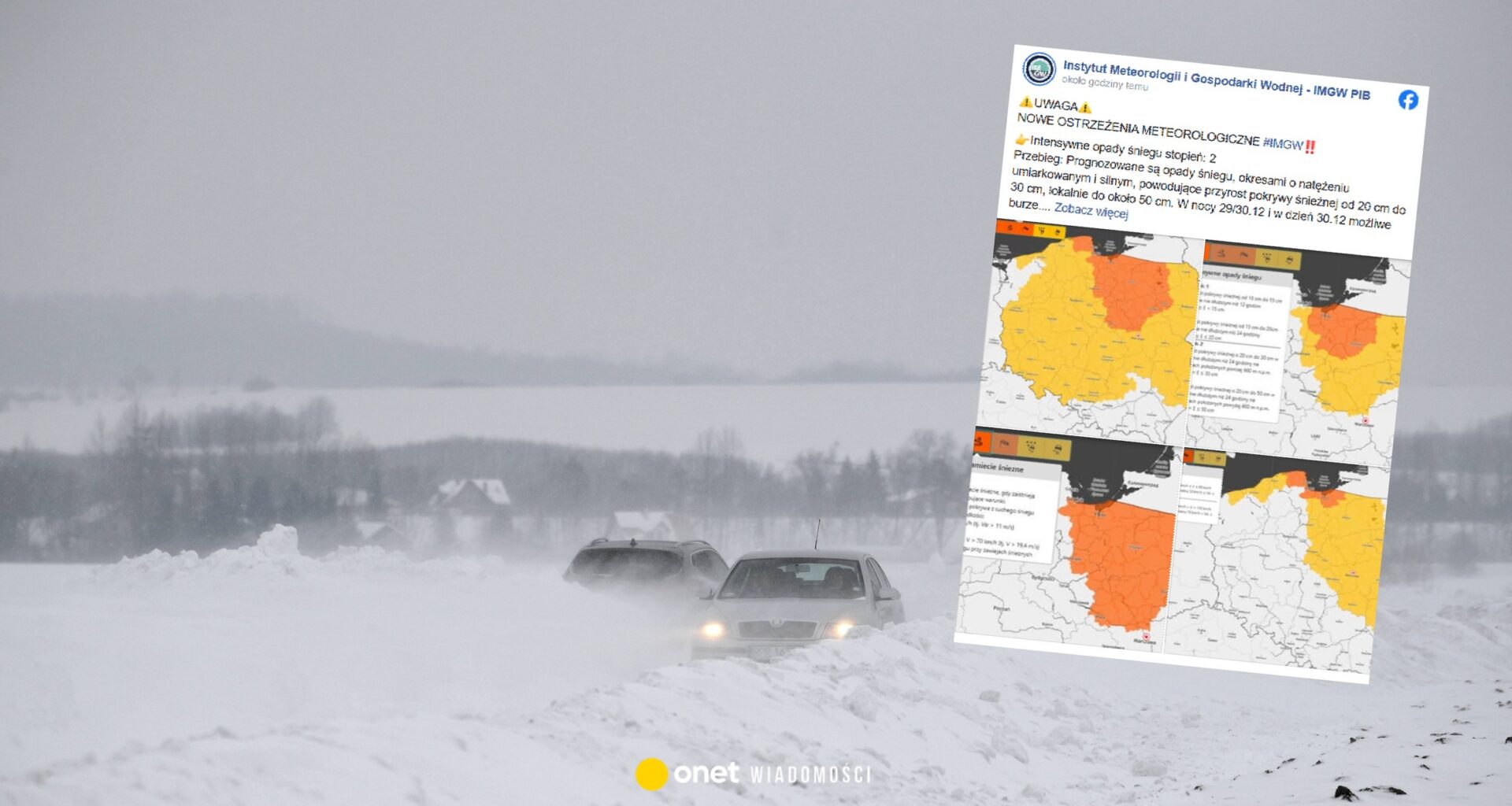Spadnie nawet 50 cm śniegu. IMGW wydał pomarańczowe alerty