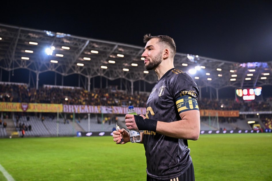 Napastnik Wisły Płock Łukasz Sekulski po meczu z Koroną