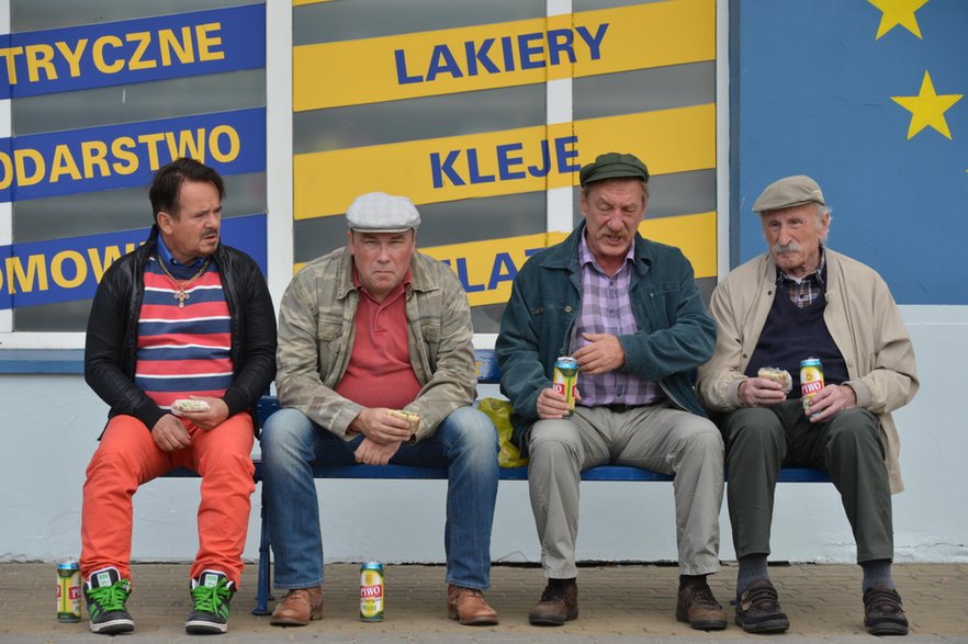 Piotr Pręgowski, Bogdan Kalus, Sylwester Maciejewski i Franciszek Pieczka w serialu "Ranczo"