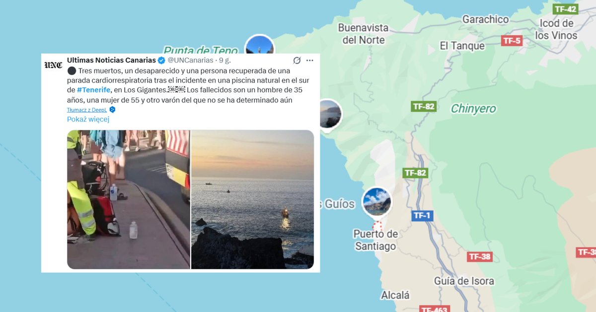 Nie żyją trzy osoby porwane przez fale na Teneryfie. Ofiary to turyści