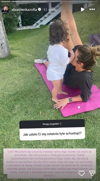 Screen z instagramowej relacji Zofii Zborowskiej