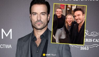 Uśmiechnięty Piotr Stramowski pozuje z partnerką i Katarzyną Warnke. Ma pewną refleksję