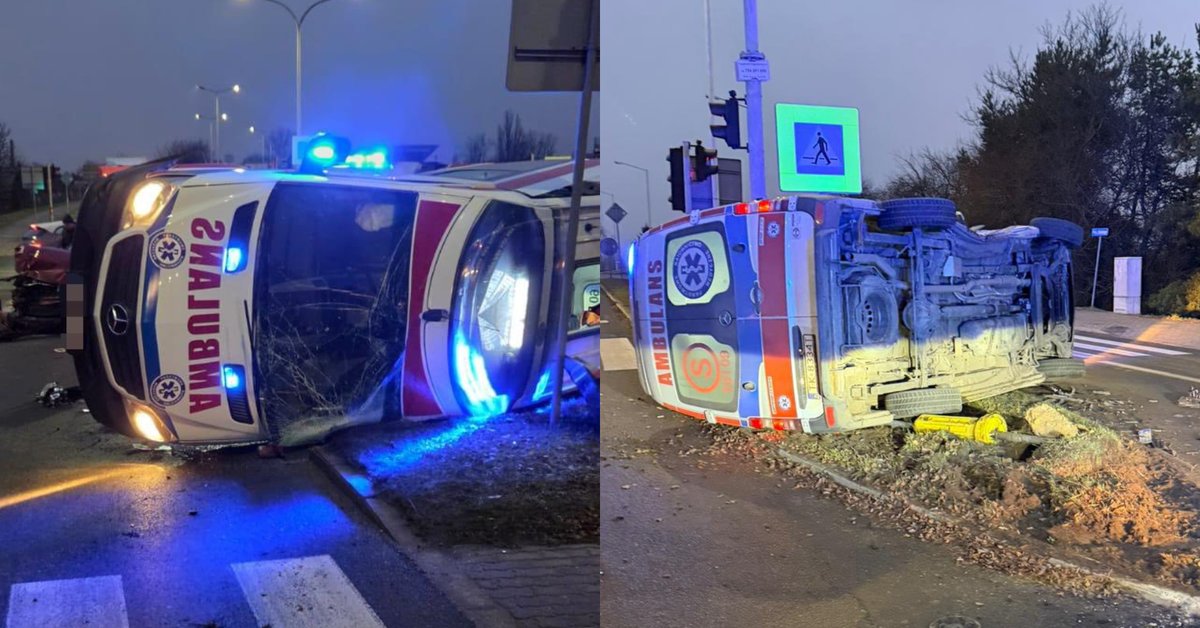 Wypadek karetki w Ostrowcu Świętokrzyskim