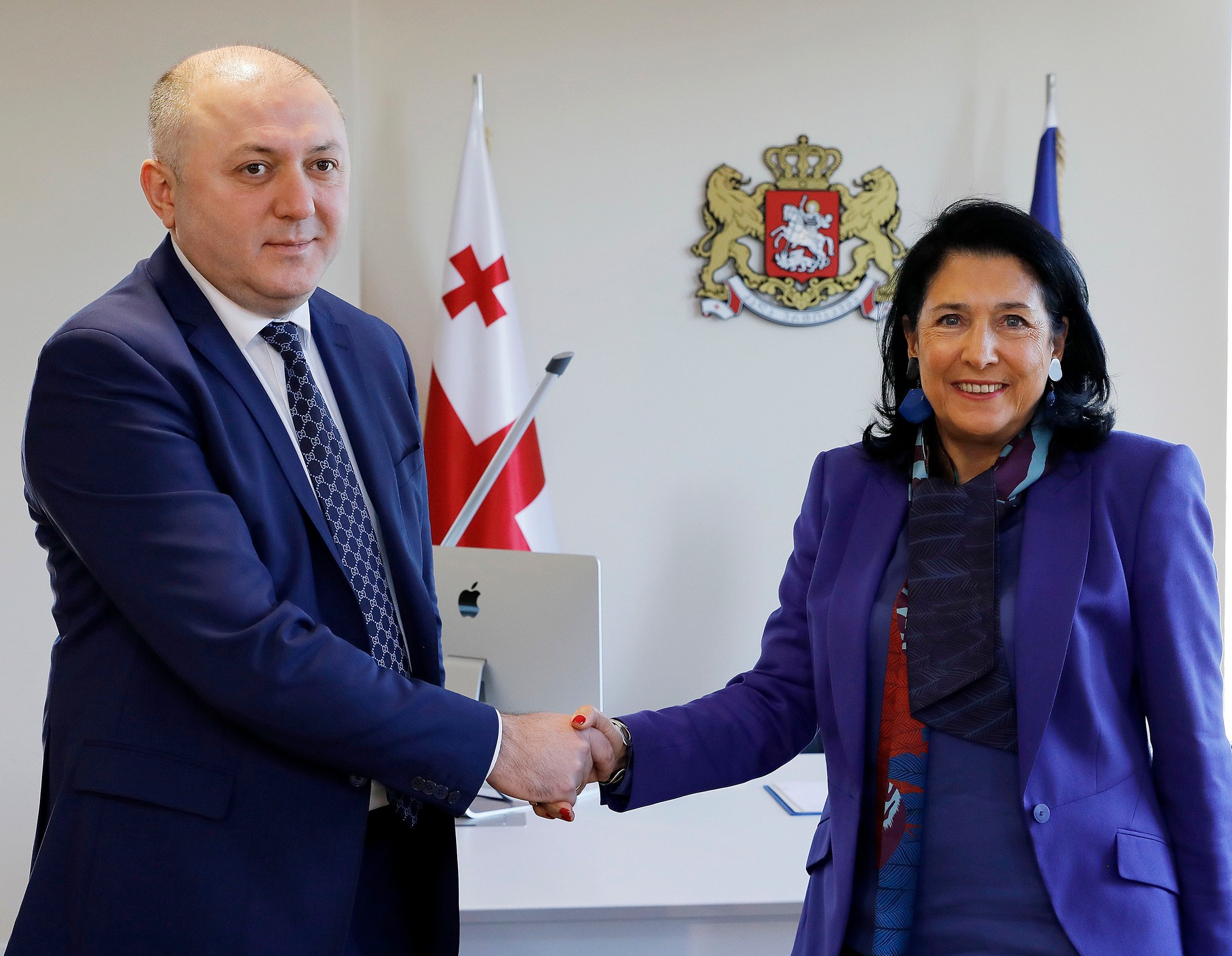 Szef Służby Bezpieczeństwa Państwowego Gruzji Grigol Liluaszwili oraz prezydentka Gruzji Salome Zurabiszwili w 2019 r.