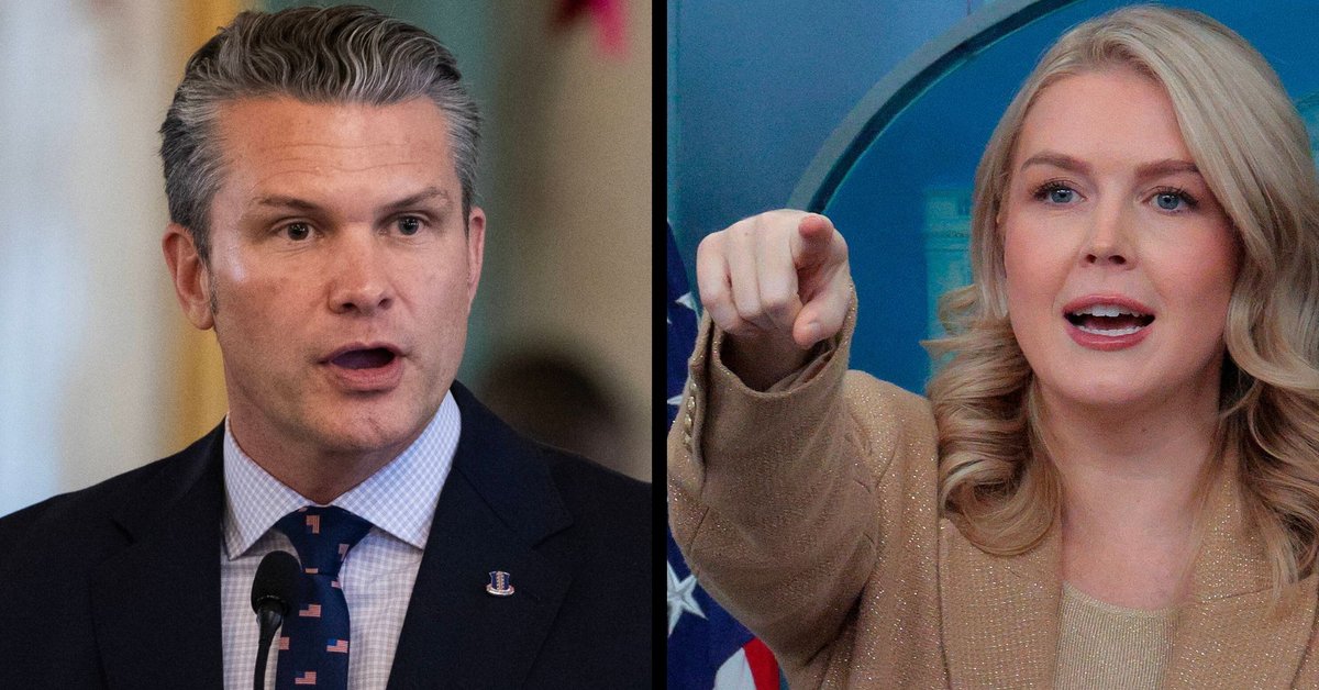 Sekretarz Obrony USA Pete Hegseth (L) i rzeczniczka Białego Domu Karoline Leavitt