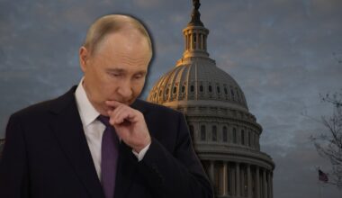 Władimir Putin w Sankt Petersburgu, 21 grudnia 2025 r. W tle budynek Kapitolu, siedziby amerykańskiego Kongresu