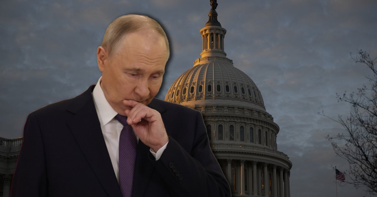 Władimir Putin w Sankt Petersburgu, 21 grudnia 2025 r. W tle budynek Kapitolu, siedziby amerykańskiego Kongresu