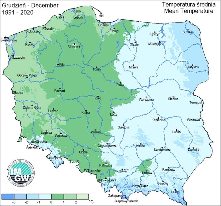 Średnie temperatury w Polsce w grudniu są znacznie niższe od tych, które zanotujemy w połowie przyszłego tygodnia